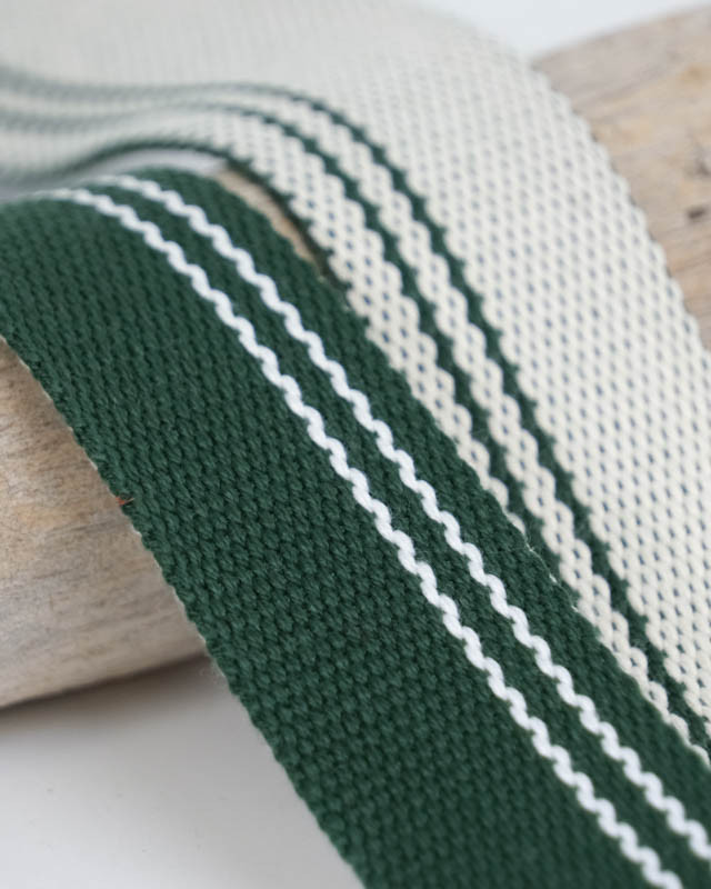 Sangle Bicolore Double Face 30MM Vert Blanc - Maison Klem